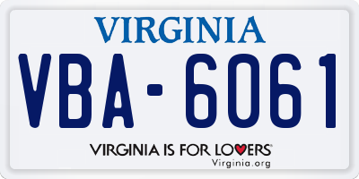 VA license plate VBA6061