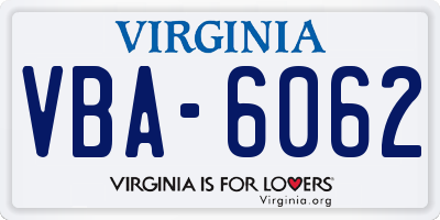 VA license plate VBA6062