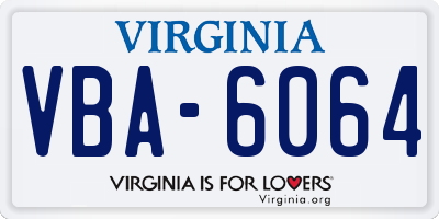 VA license plate VBA6064