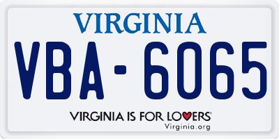 VA license plate VBA6065