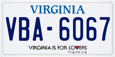 VA license plate VBA6067