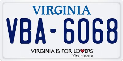 VA license plate VBA6068
