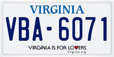 VA license plate VBA6071