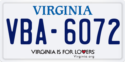 VA license plate VBA6072