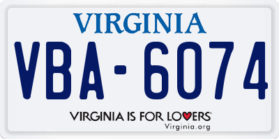 VA license plate VBA6074