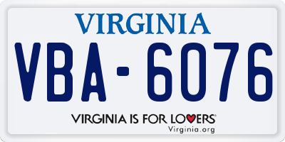 VA license plate VBA6076
