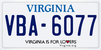 VA license plate VBA6077