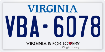 VA license plate VBA6078