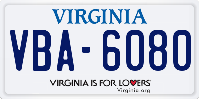 VA license plate VBA6080