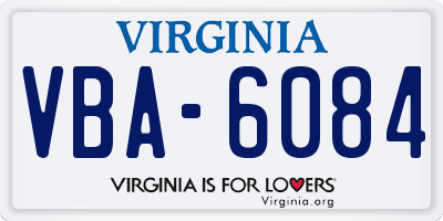 VA license plate VBA6084
