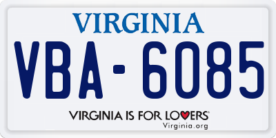 VA license plate VBA6085