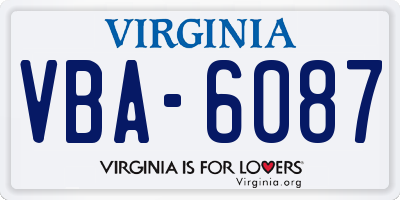 VA license plate VBA6087