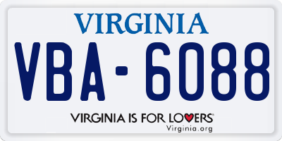 VA license plate VBA6088