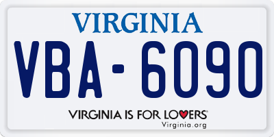 VA license plate VBA6090