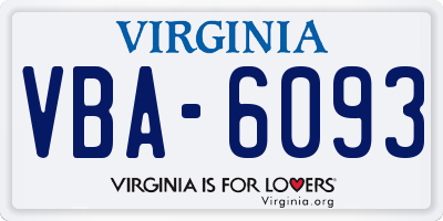 VA license plate VBA6093