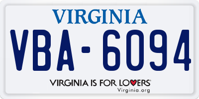 VA license plate VBA6094