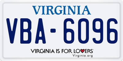 VA license plate VBA6096