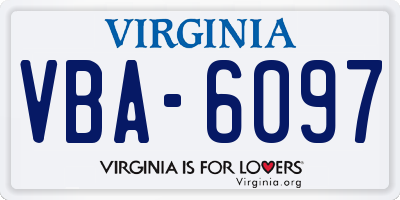 VA license plate VBA6097