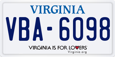 VA license plate VBA6098