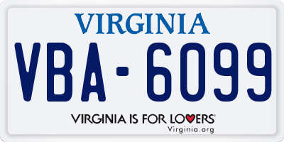 VA license plate VBA6099