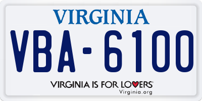 VA license plate VBA6100