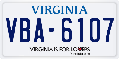 VA license plate VBA6107