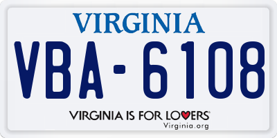 VA license plate VBA6108