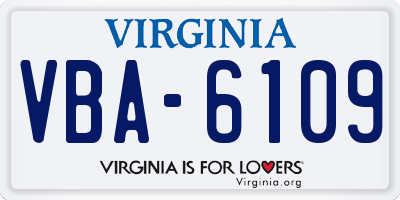 VA license plate VBA6109