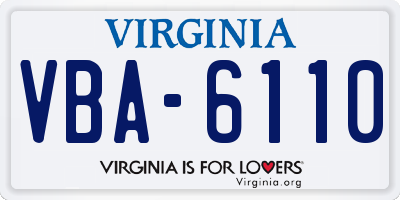VA license plate VBA6110