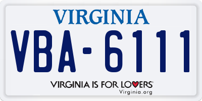 VA license plate VBA6111