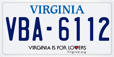 VA license plate VBA6112