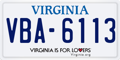 VA license plate VBA6113