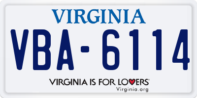 VA license plate VBA6114