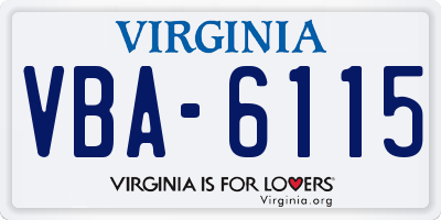 VA license plate VBA6115