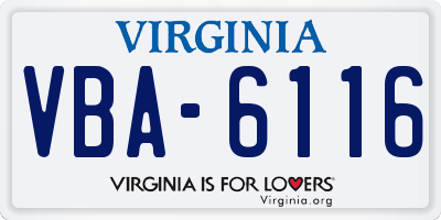 VA license plate VBA6116