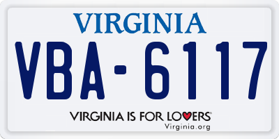 VA license plate VBA6117