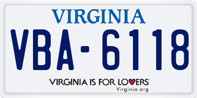 VA license plate VBA6118