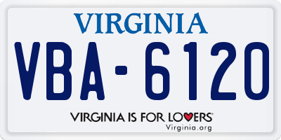 VA license plate VBA6120