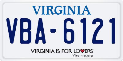 VA license plate VBA6121