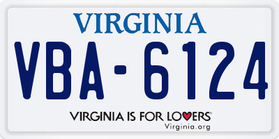 VA license plate VBA6124