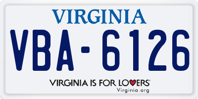 VA license plate VBA6126