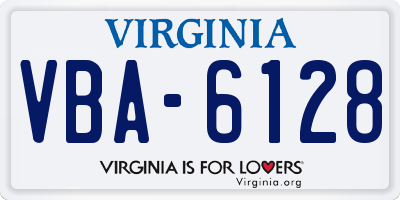 VA license plate VBA6128