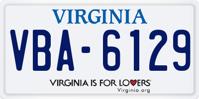 VA license plate VBA6129