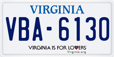 VA license plate VBA6130