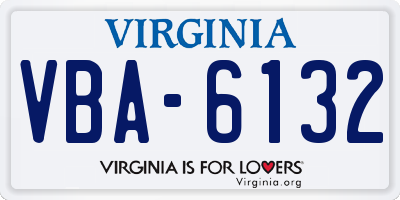VA license plate VBA6132