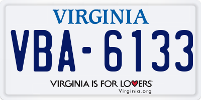 VA license plate VBA6133