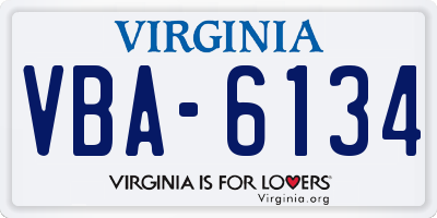 VA license plate VBA6134