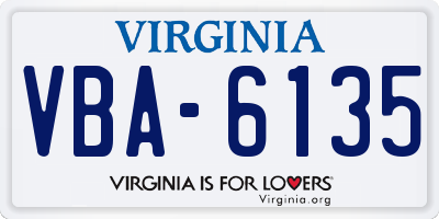 VA license plate VBA6135