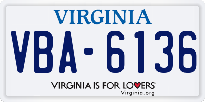 VA license plate VBA6136