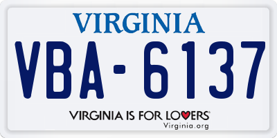 VA license plate VBA6137